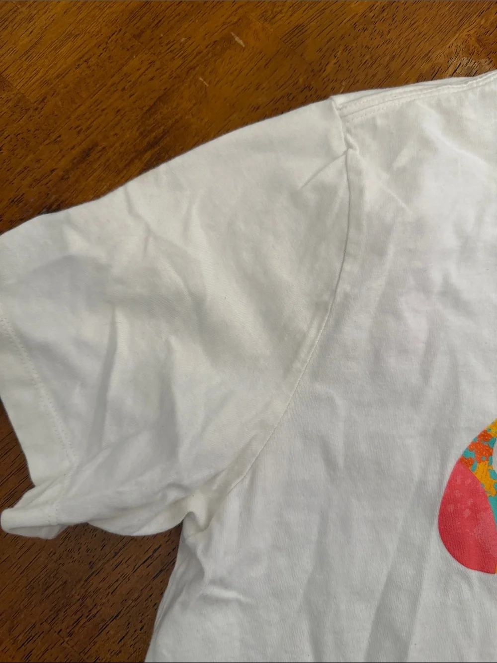 Nike White Short Sleeve Tee with Multicolor Swoosh Medium
